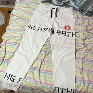 Bathing ape Japanese letter sweat pants